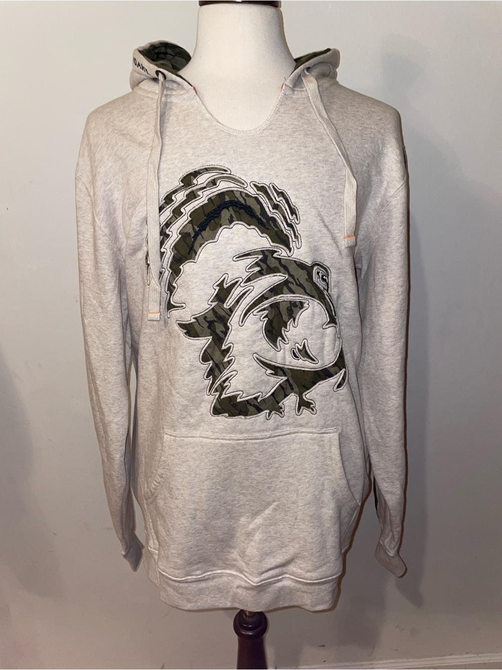 Legendary Whitetails Light Heather Gray Hoodie with Olive Camo Graphic